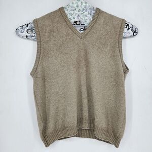 Native World Vest Mens XL New Zealand Possum Merino Wool Tan Pullover FLAW
